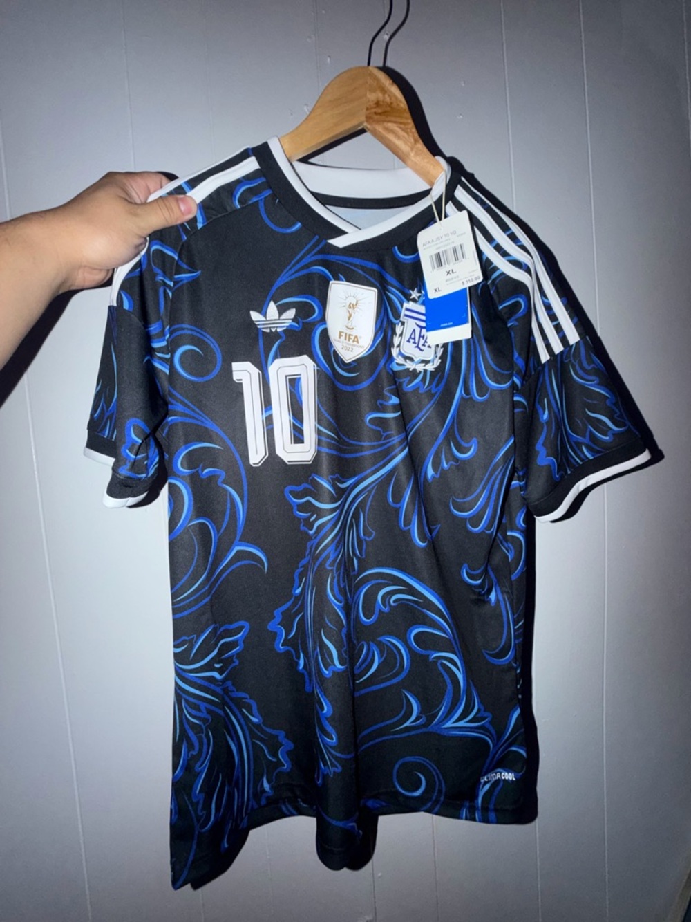 adidas Black & Blue Argentina #10 Kids Soccer Jersey XL